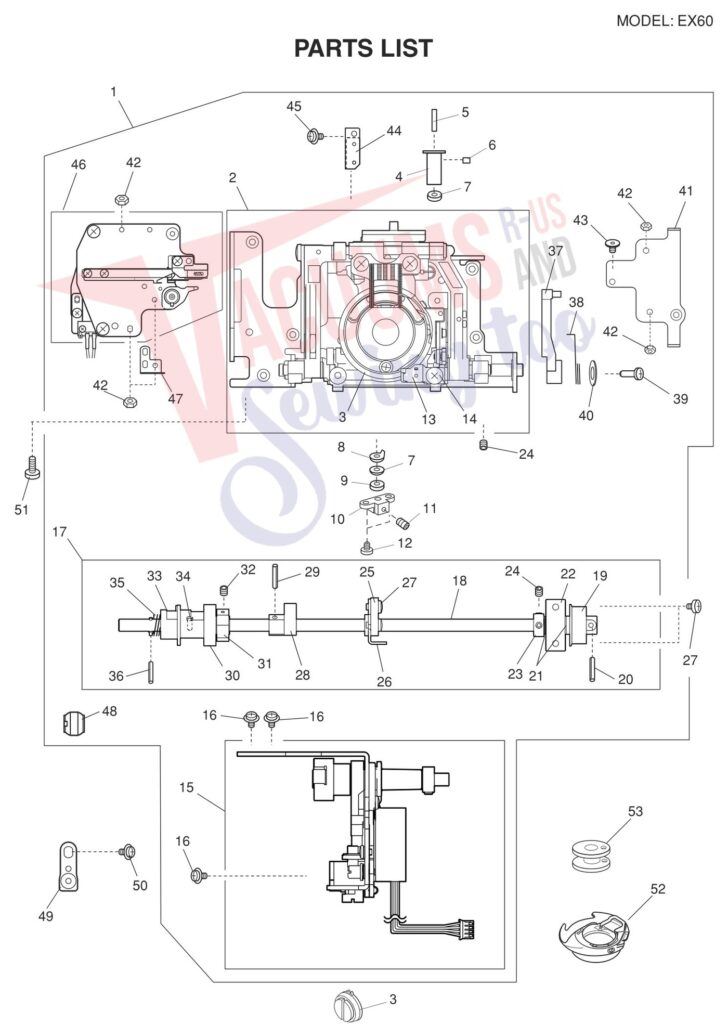 Necchi EX60 exploded schematic diagram (page 3)