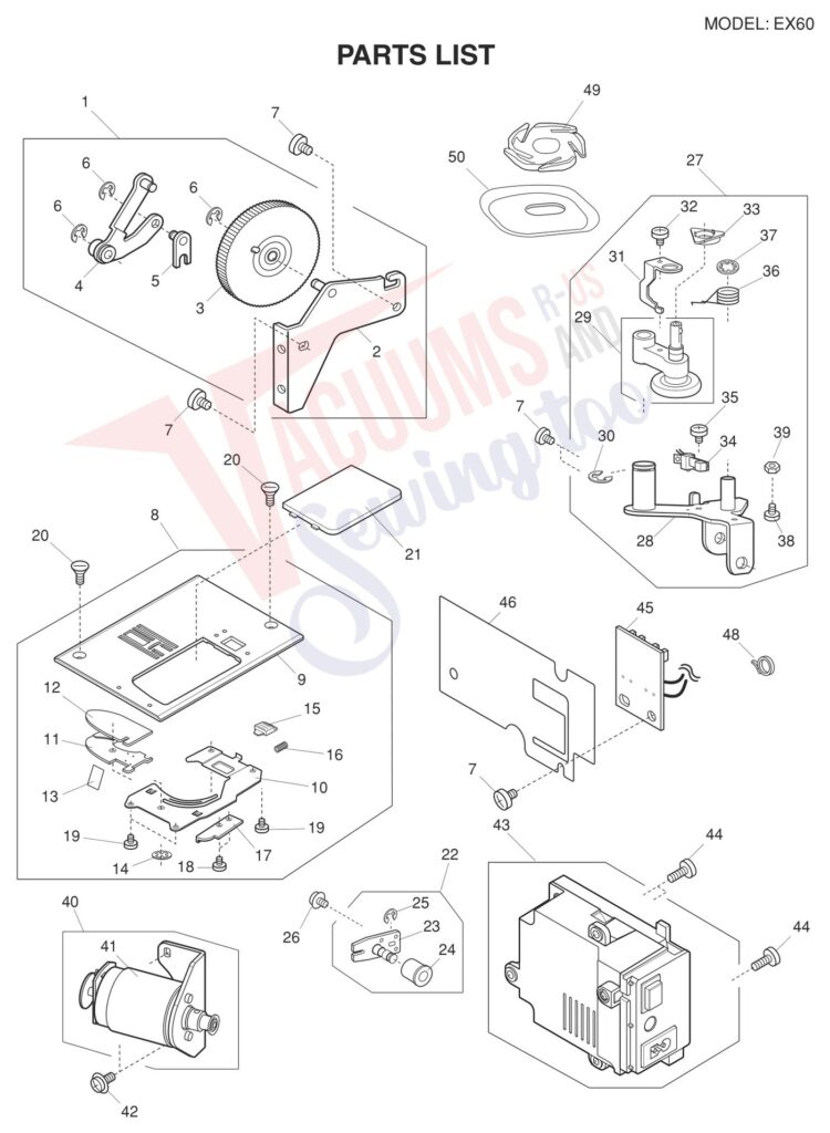 Necchi EX60 exploded schematic diagram (page 4)