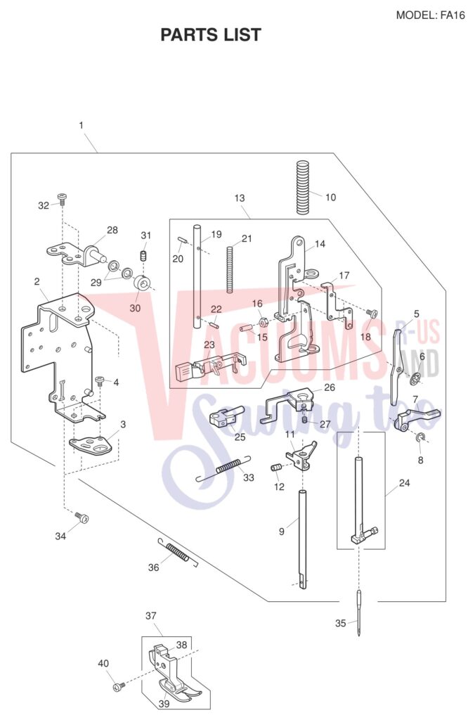 Necchi FA16 exploded schematic diagram (page 2)