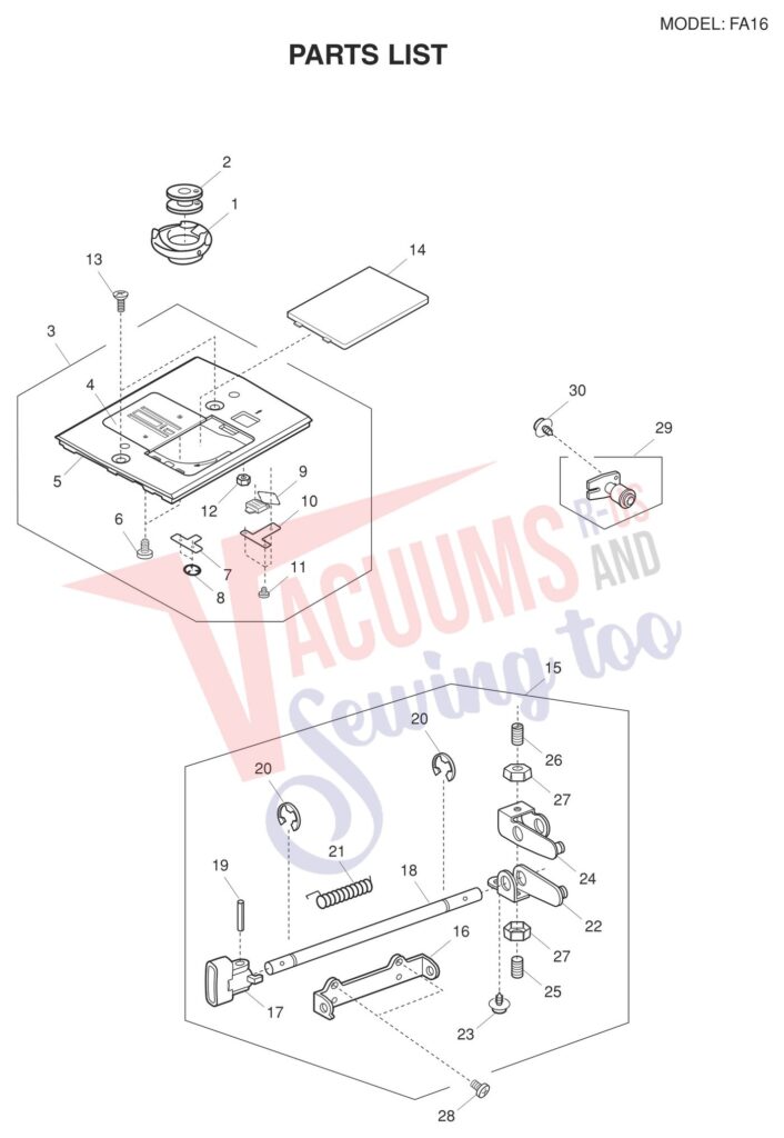 Necchi FA16 exploded schematic diagram (page 4)