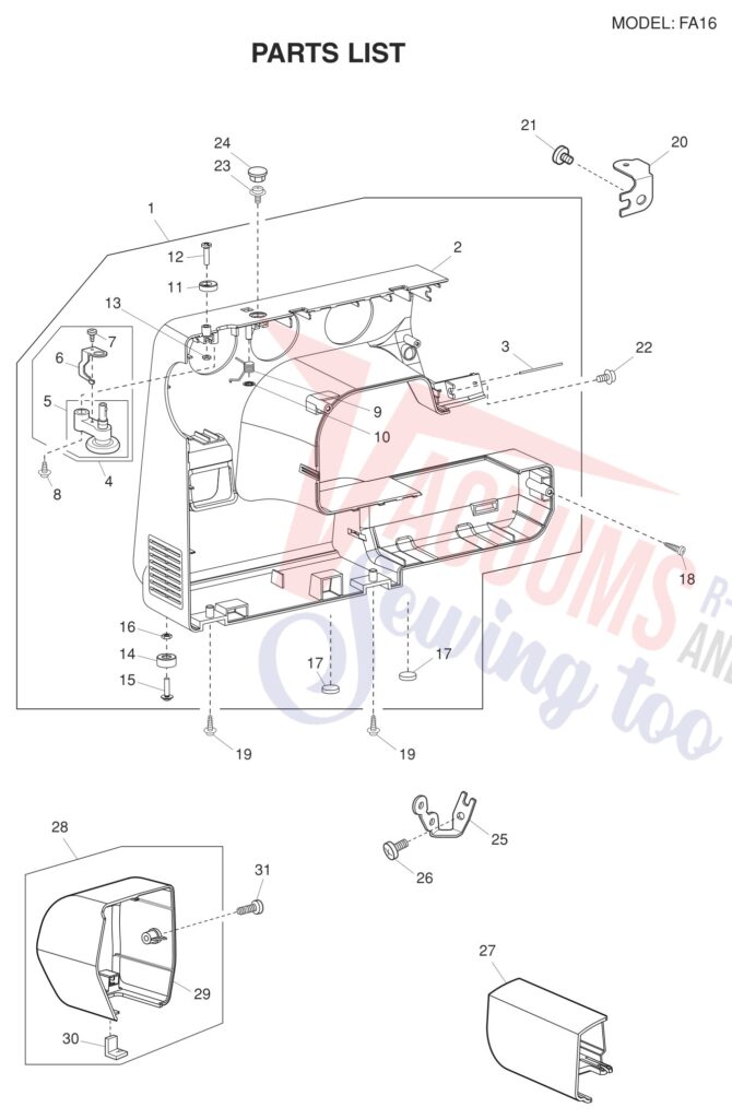 Necchi FA16 exploded schematic diagram (page 6)