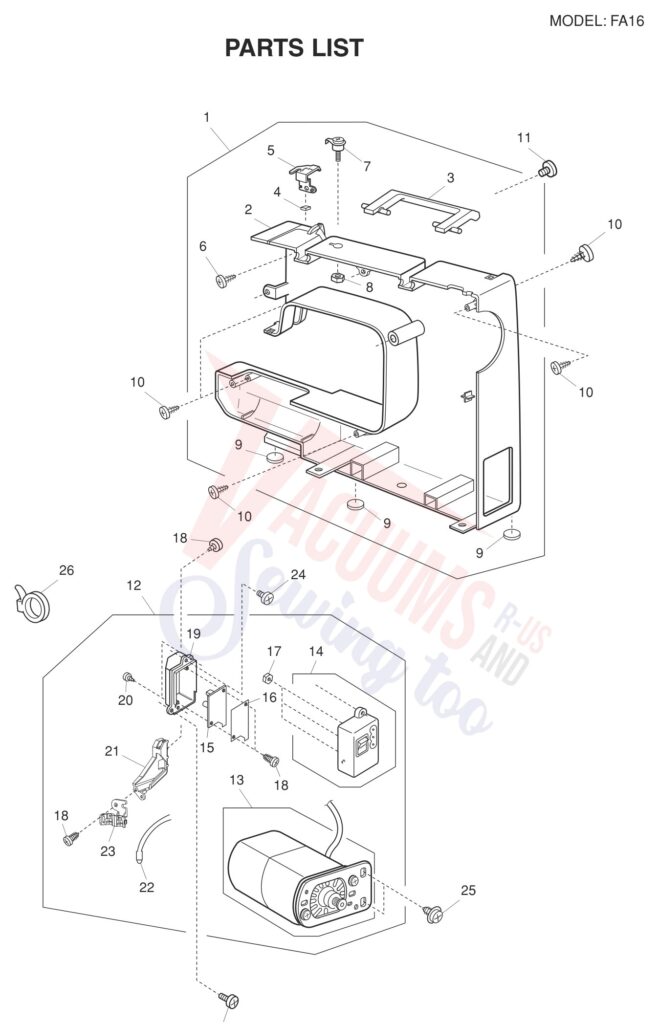 Necchi FA16 exploded schematic diagram (page 7)
