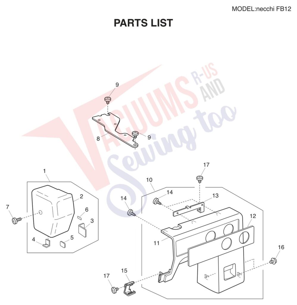 Necchi FB12 exploded schematic diagram (page 1)