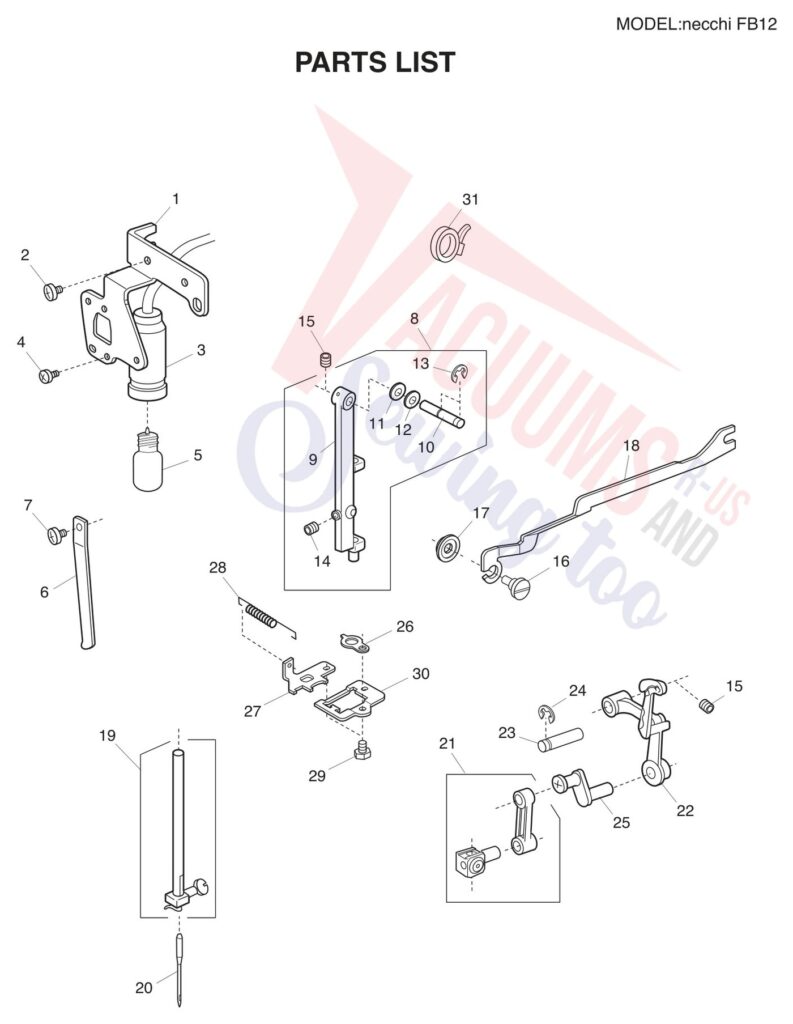 Necchi FB12 exploded schematic diagram (page 3)