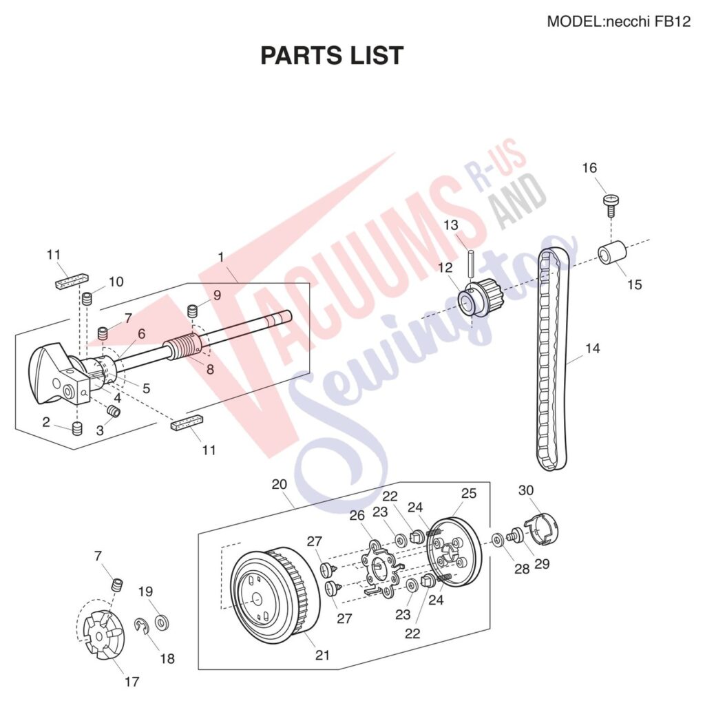 Necchi FB12 exploded schematic diagram (page 4)