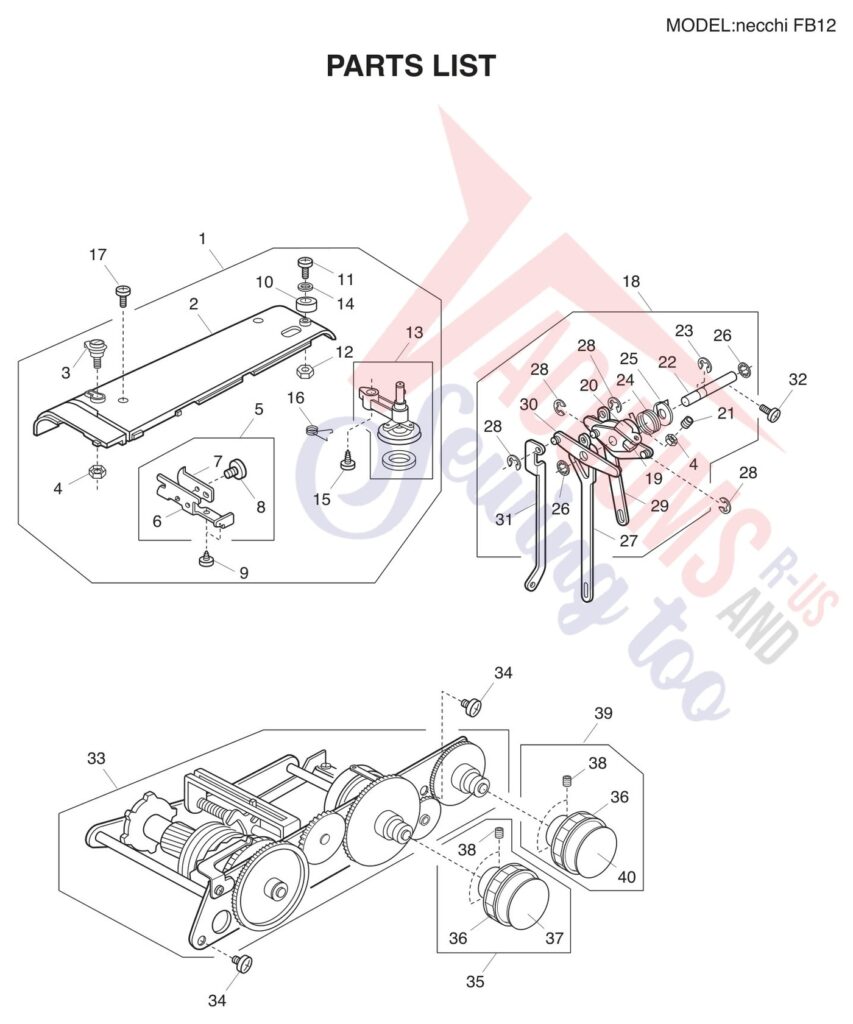 Necchi FB12 exploded schematic diagram (page 5)