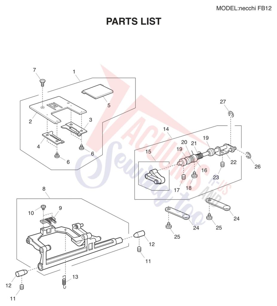 Necchi FB12 exploded schematic diagram (page 6)