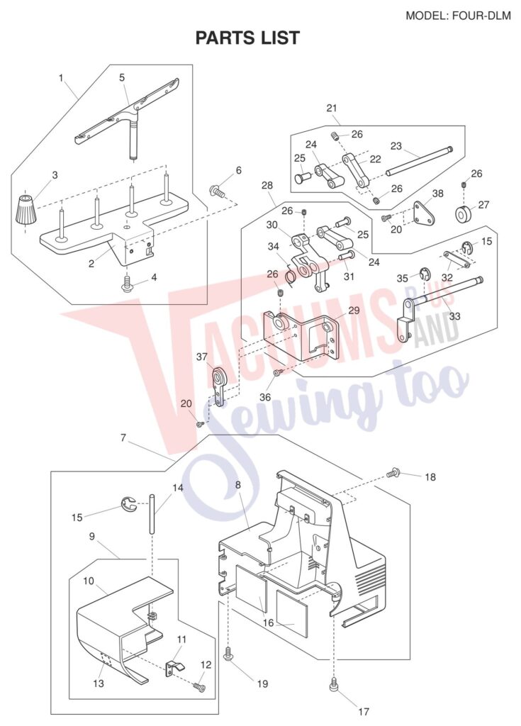 Janome Four DLB exploded schematic diagram (page 5)