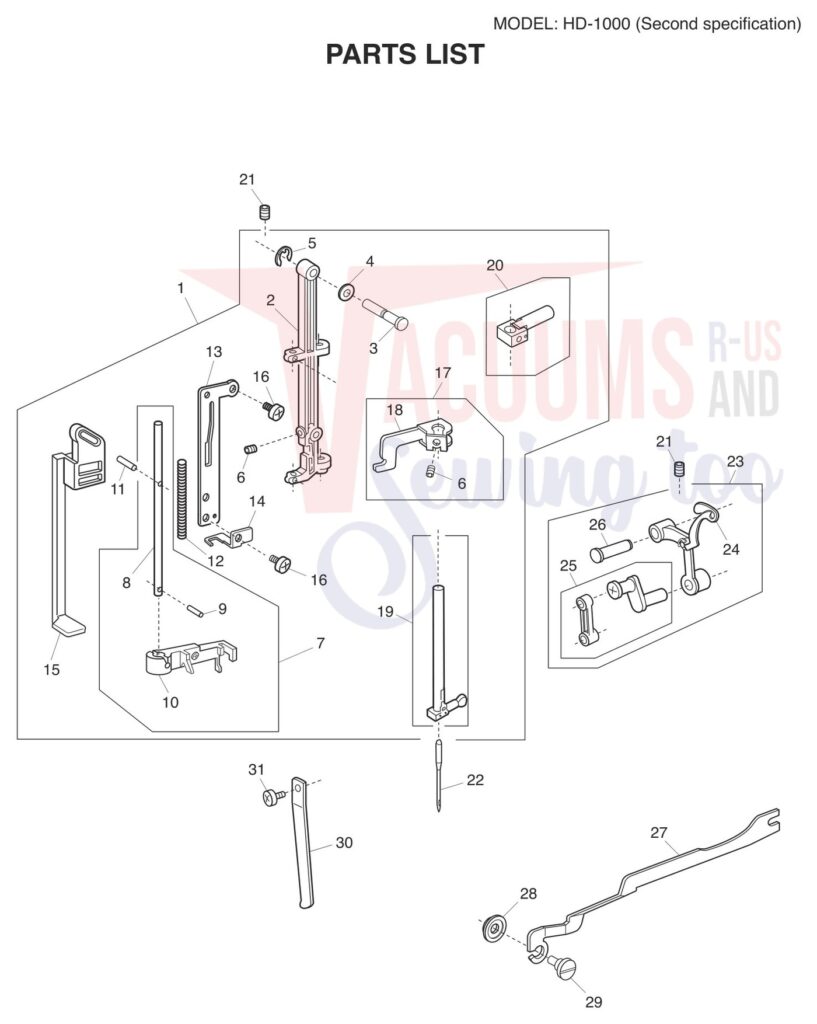 Janome HD1000BE V2 exploded schematic diagram (page 3)