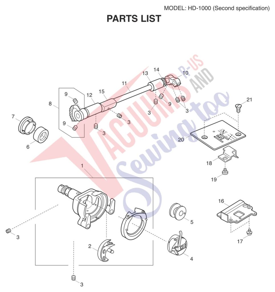 Janome HD1000BE V2 exploded schematic diagram (page 7)