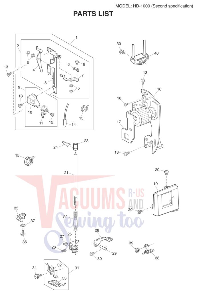 Janome HD1000 V2 exploded schematic diagram (page 2)
