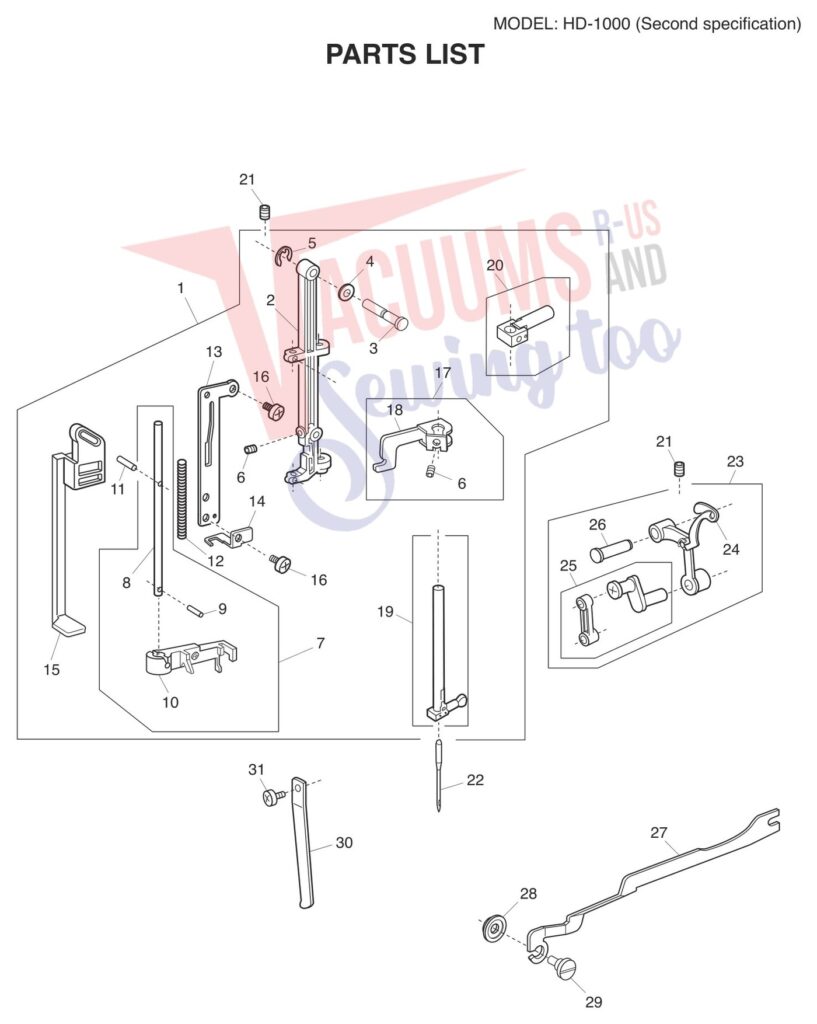 Janome HD1000 V2 exploded schematic diagram (page 3)