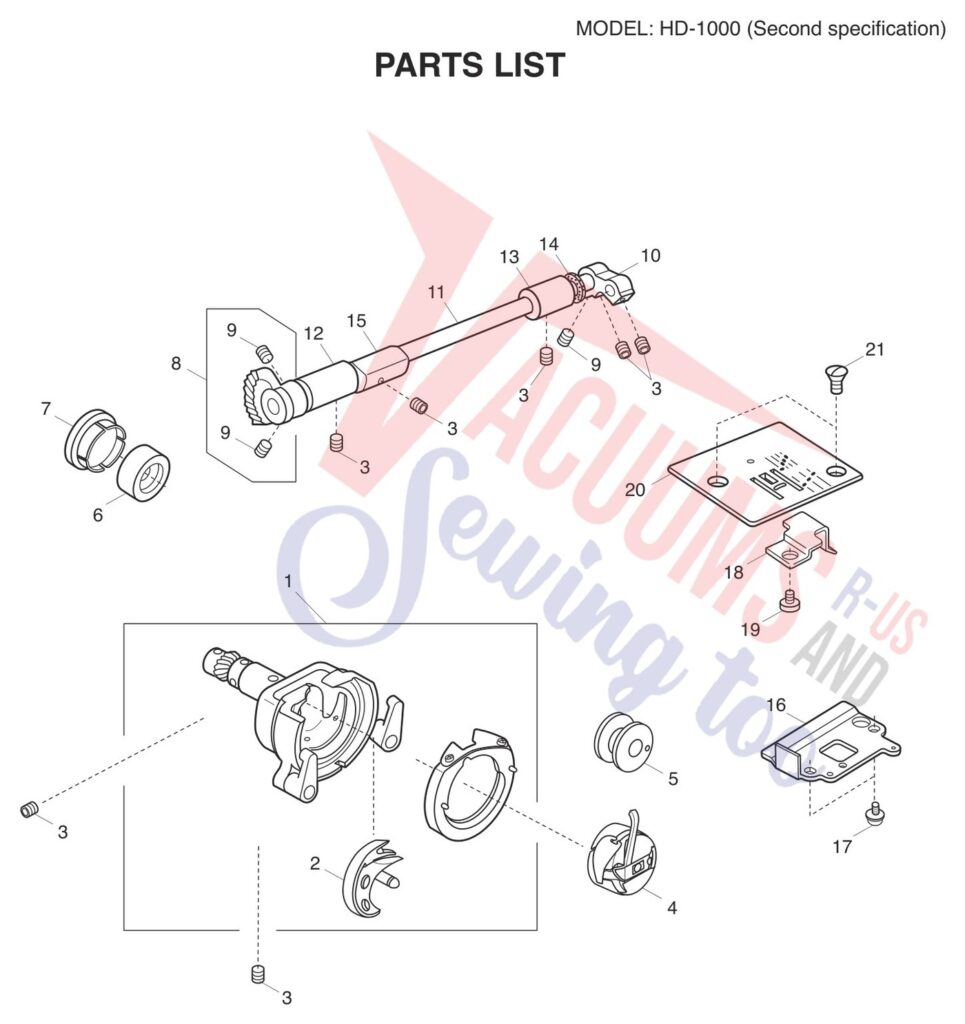 Janome HD1000 V2 exploded schematic diagram (page 7)