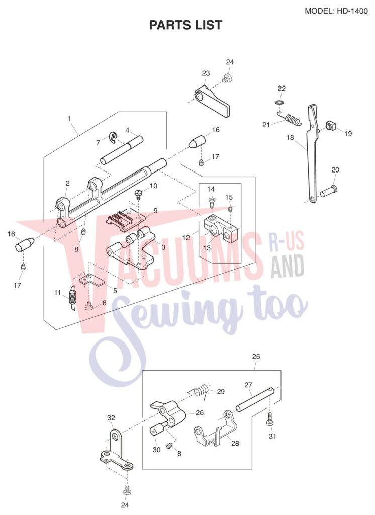 Janome HD1400 exploded schematic diagram (page 7)