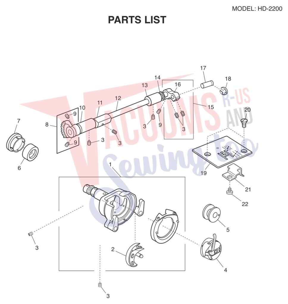 Janome HD2200 exploded schematic diagram (page 6)