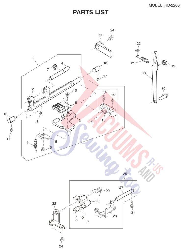 Janome HD2200 exploded schematic diagram (page 7)