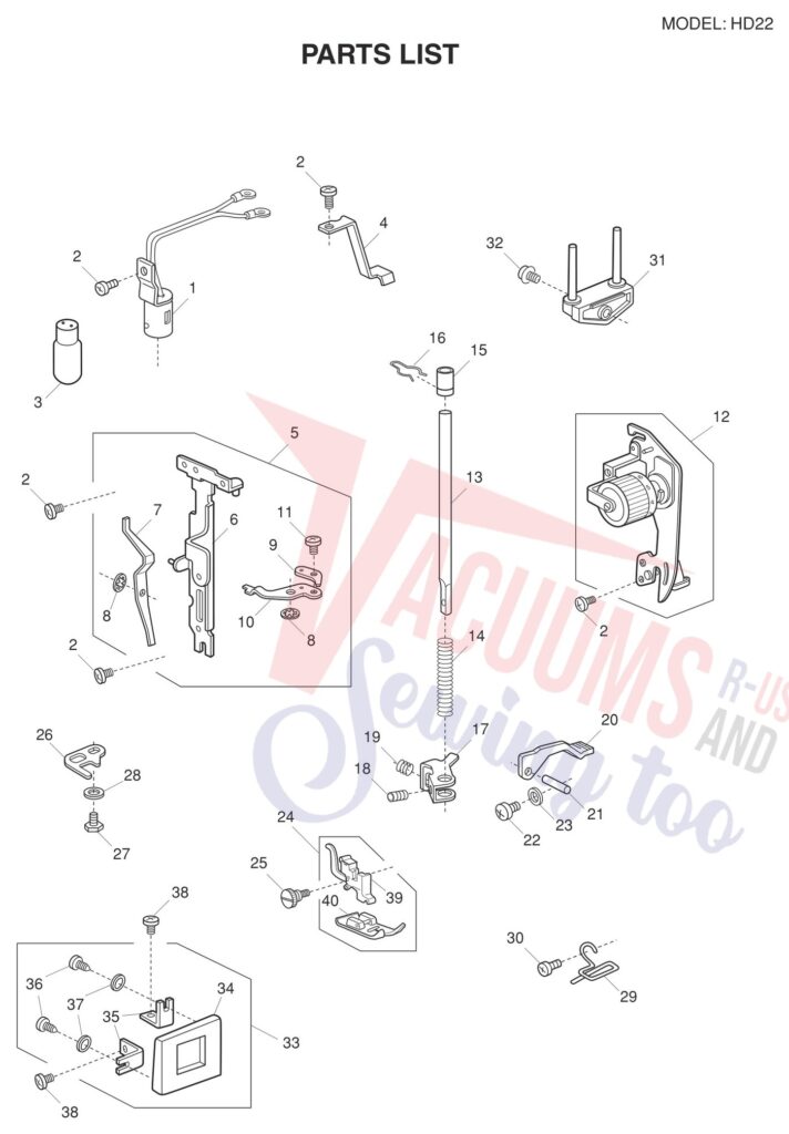 Necchi HD22 exploded schematic diagram (page 2)