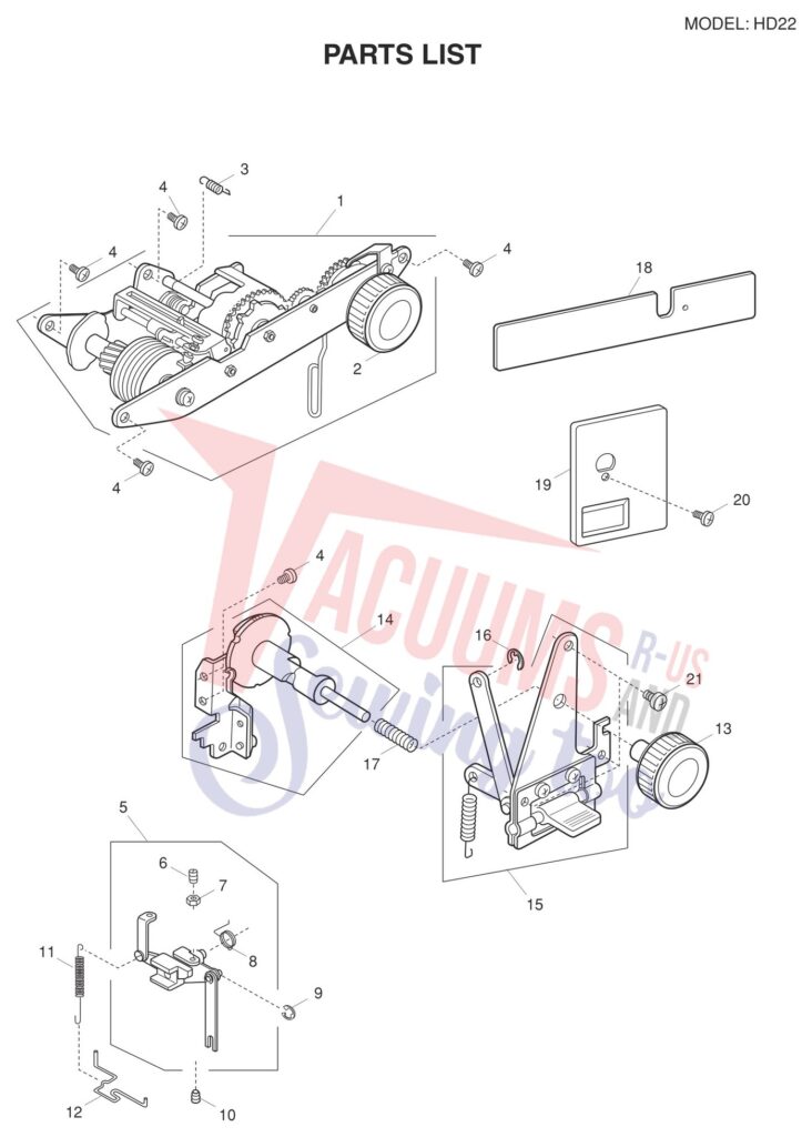 Necchi HD22 exploded schematic diagram (page 5)