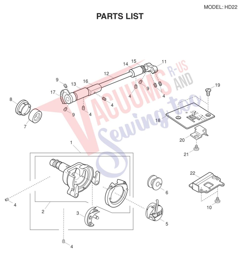 Necchi HD22 exploded schematic diagram (page 7)