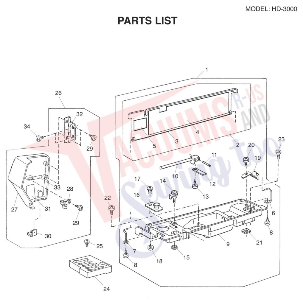 Janome HD3000 V2 exploded schematic diagram (page 1)