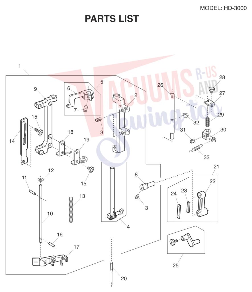 Janome HD3000 V2 exploded schematic diagram (page 7)