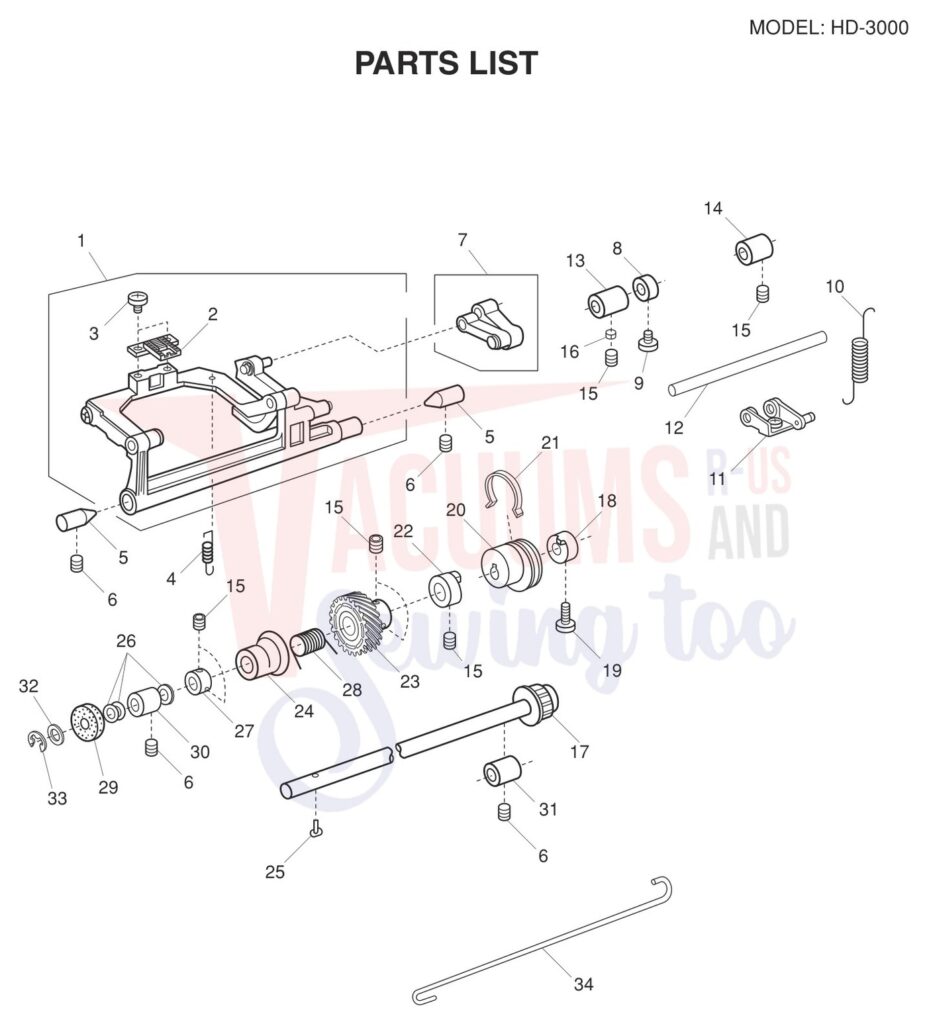 Janome HD3000 V3 exploded schematic diagram (page 10)