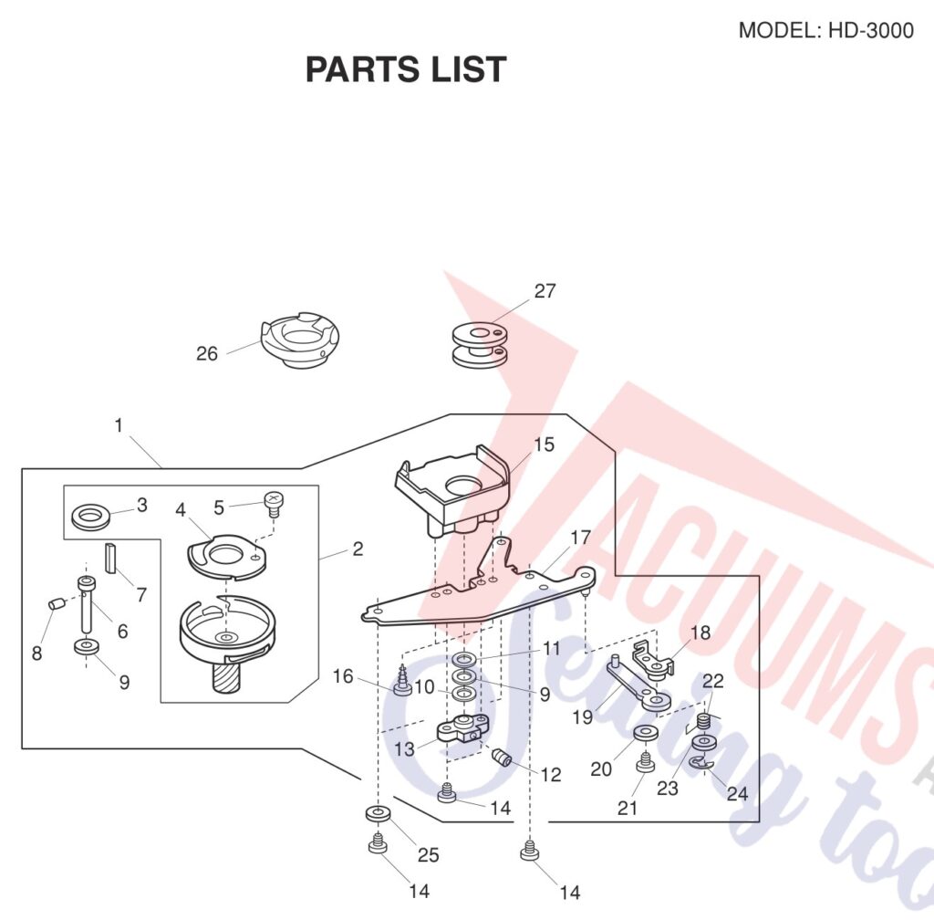 Janome HD3000 V3 exploded schematic diagram (page 11)