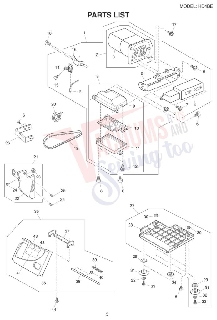 Janome HD4 exploded schematic diagram (page 7)