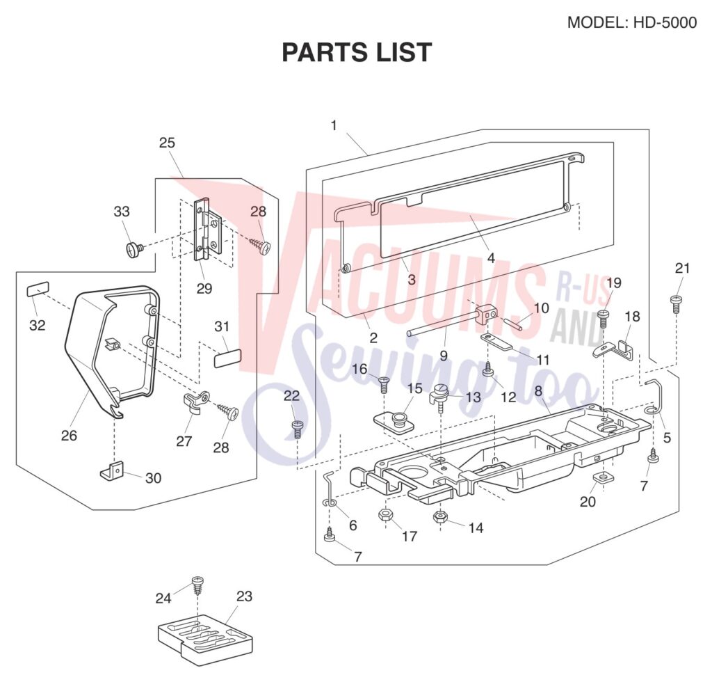 Janome HD5000 exploded schematic diagram (page 1)