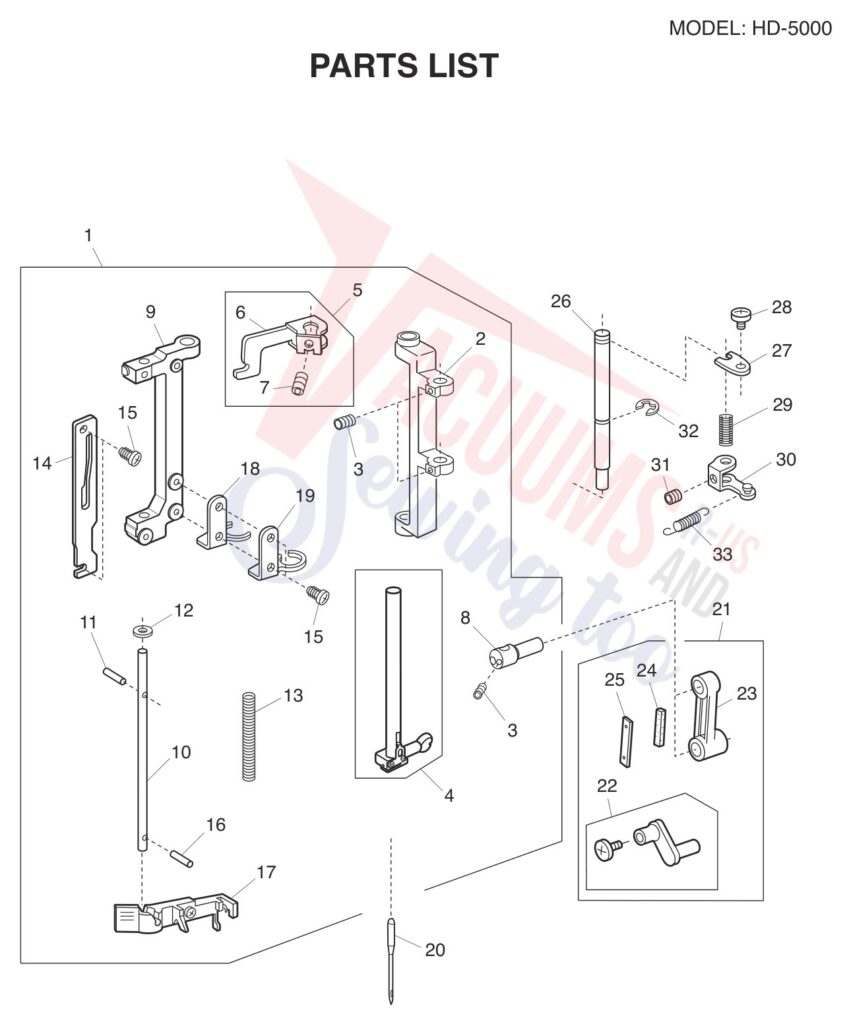 Janome HD5000 exploded schematic diagram (page 7)