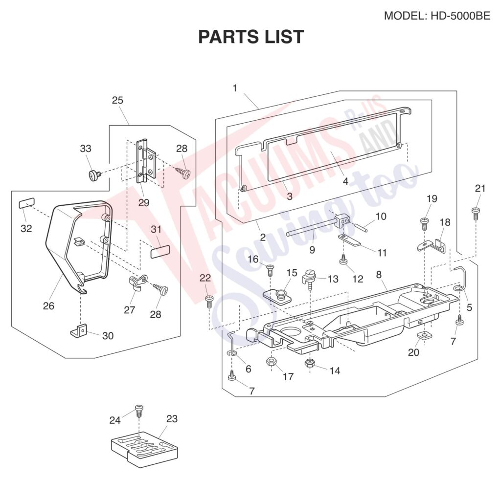 Janome HD5000BE exploded schematic diagram (page 1)