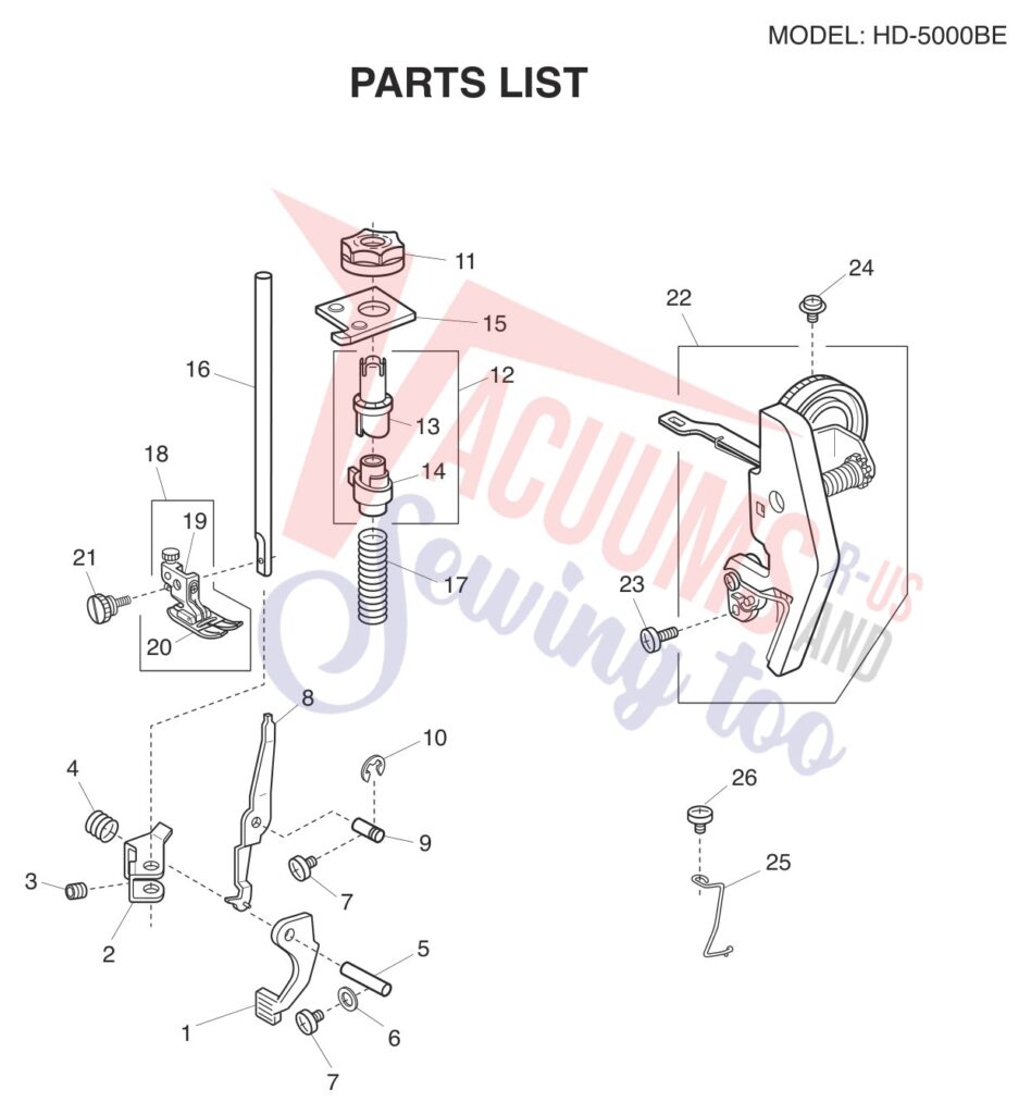 Janome HD5000BE exploded schematic diagram (page 6)