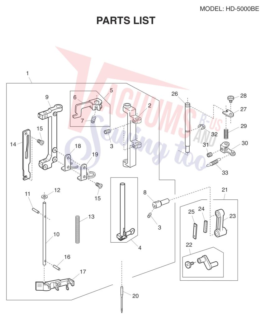 Janome HD5000BE exploded schematic diagram (page 7)
