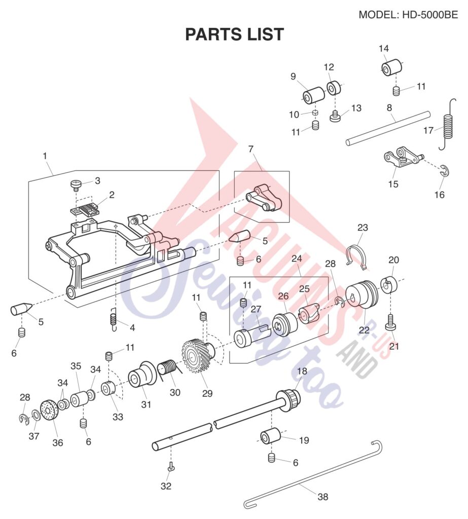 Janome HD5000BE exploded schematic diagram (page 10)