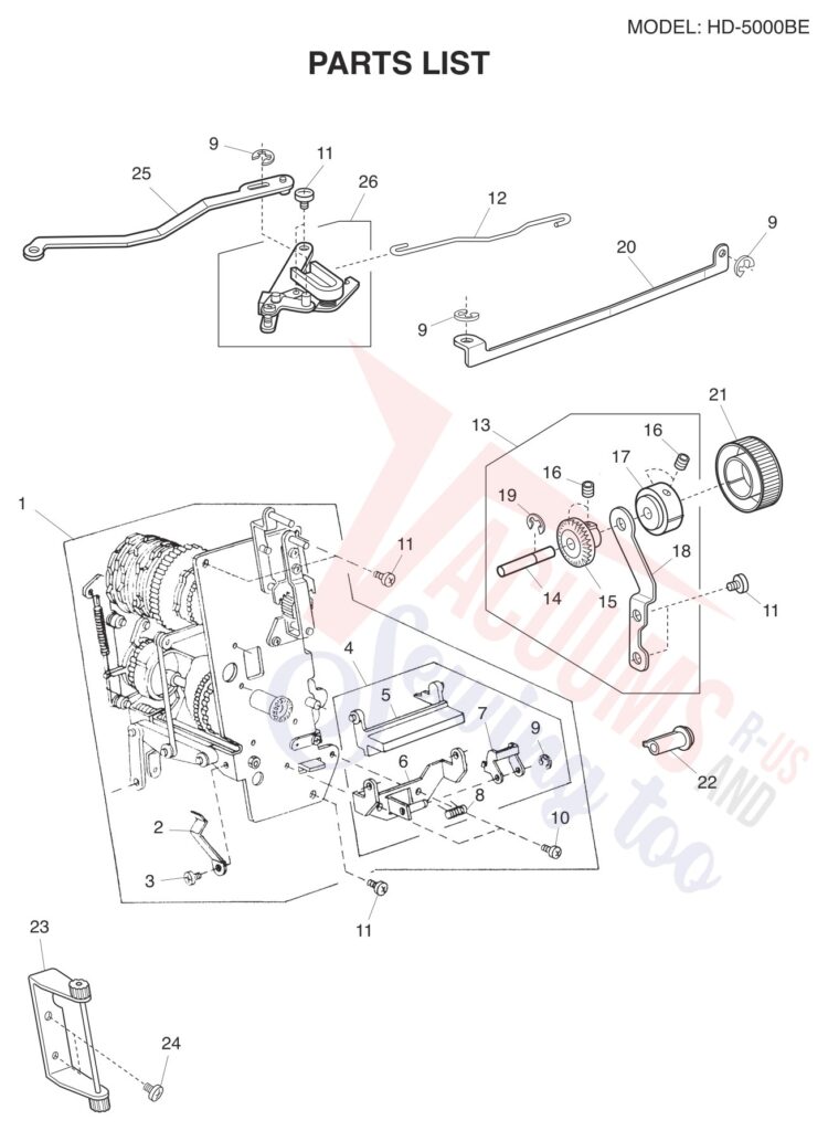 Janome HD5000BE exploded schematic diagram (page 12)
