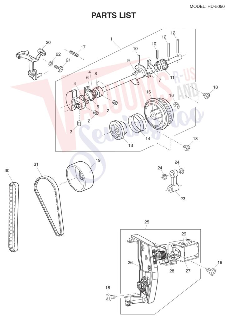 Janome HD5050 exploded schematic diagram (page 1)