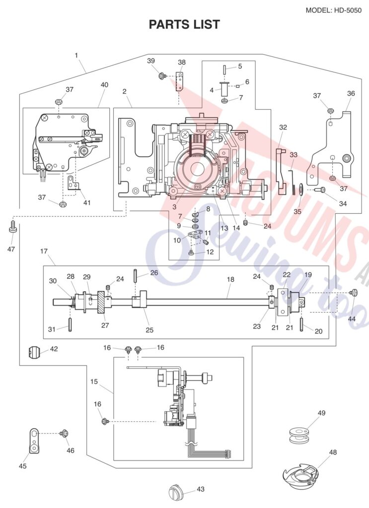 Janome HD5050 exploded schematic diagram (page 3)