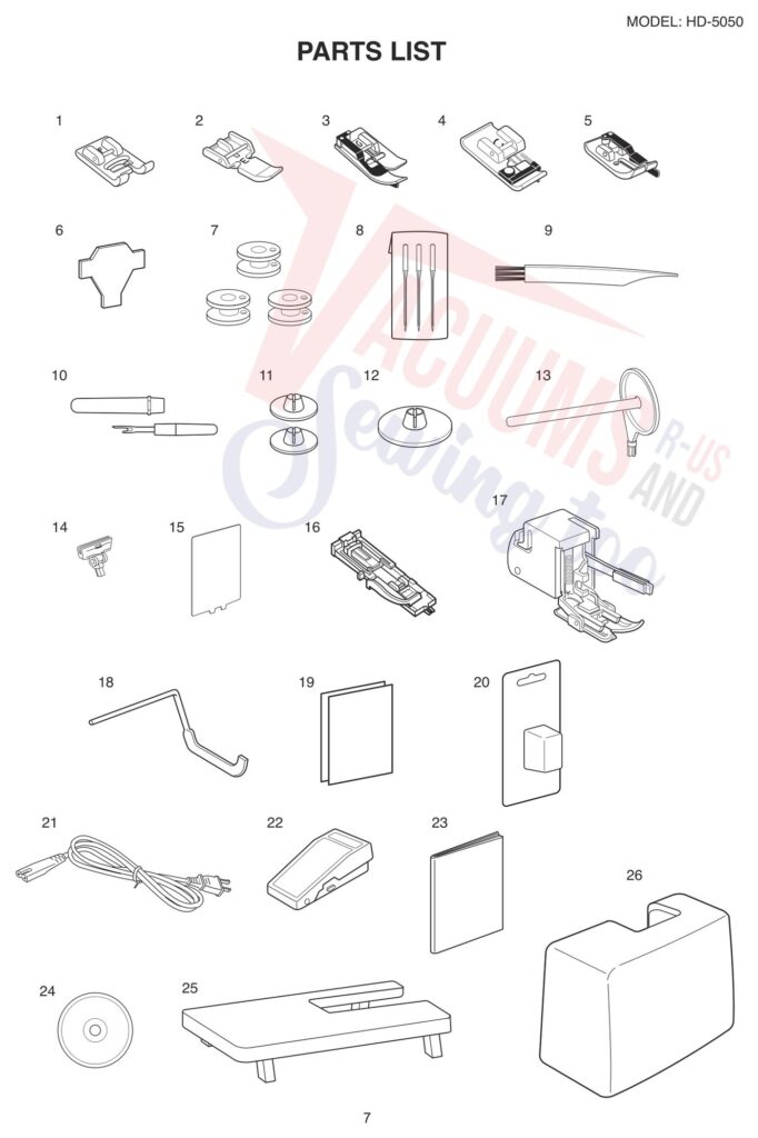 Janome HD5050 exploded schematic diagram (page 7)