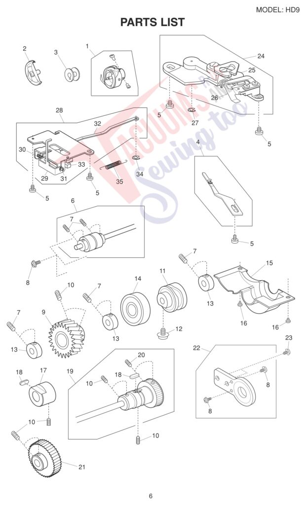 Janome HD9 exploded schematic diagram (page 10)