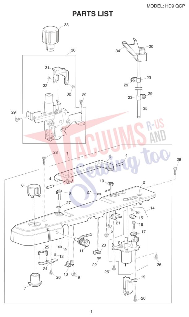Janome HD9QCP exploded schematic diagram (page 1)