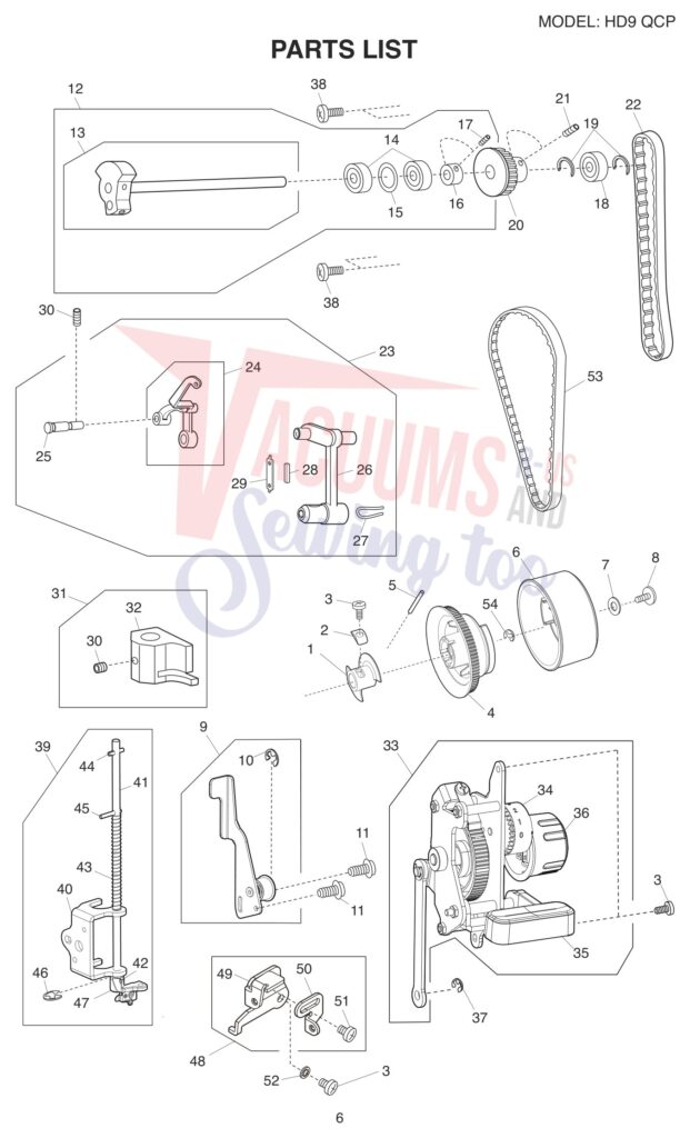 Janome HD9QCP exploded schematic diagram (page 9)