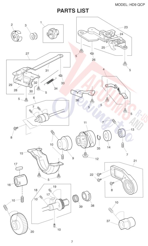 Janome HD9QCP exploded schematic diagram (page 10)