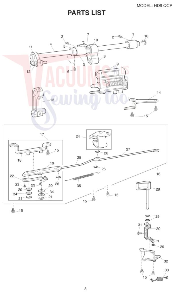 Janome HD9QCP exploded schematic diagram (page 11)