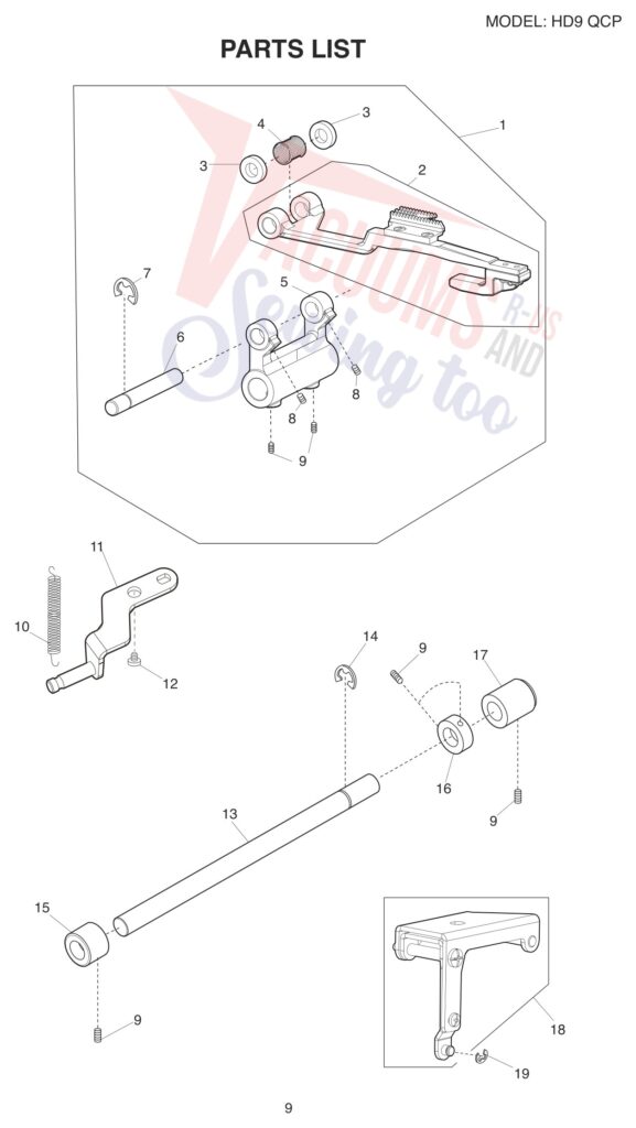 Janome HD9QCP exploded schematic diagram (page 12)