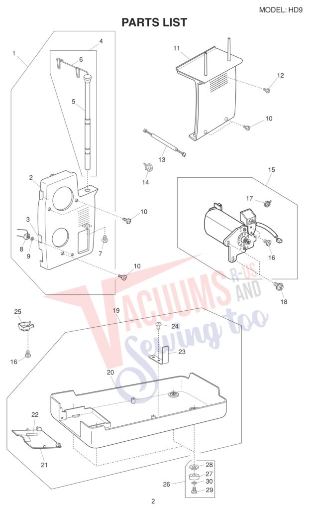 Janome HD9 V2 exploded schematic diagram (page 3)