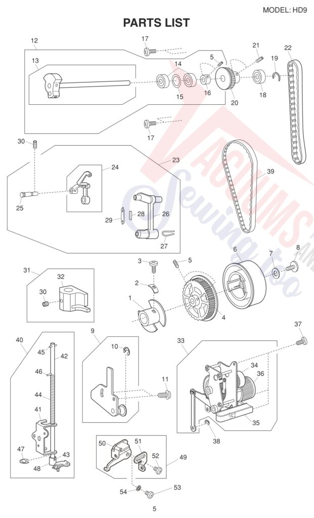 Janome HD9 V2 exploded schematic diagram (page 6)