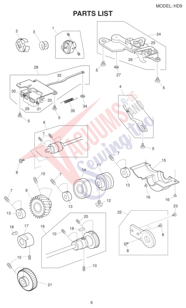 Janome HD9 V2 exploded schematic diagram (page 7)