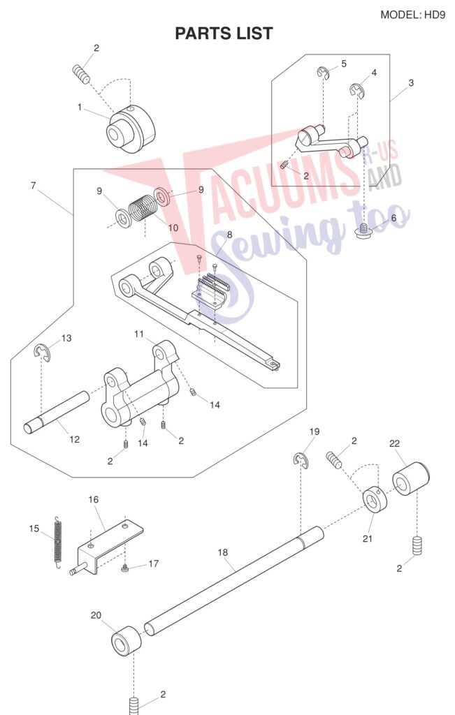 Janome HD9 V2 exploded schematic diagram (page 8)