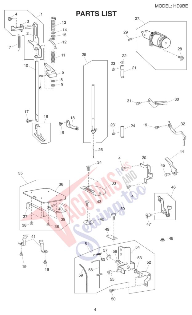 Janome HD9V2BE exploded schematic diagram (page 5)