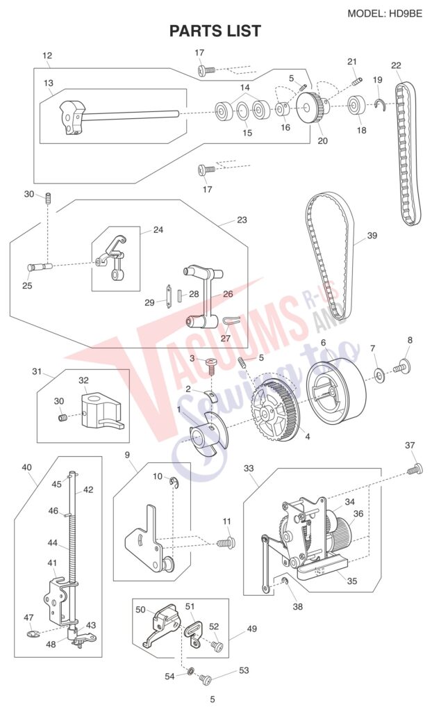 Janome HD9V2BE exploded schematic diagram (page 6)